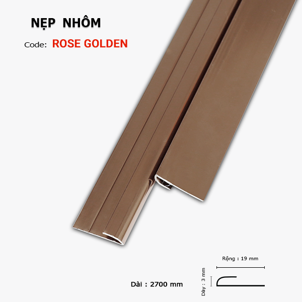 Nẹp Nhôm-ROSE-golden-3MM